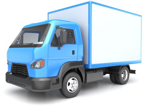 Box truck isolated on white. 3D illustration